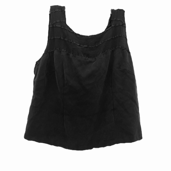 DEBORAH JOHNSON NYC Vintage Black Silk Tank Cami LARGE Square Neck Bubble Hem 10 - Picture 1 of 8